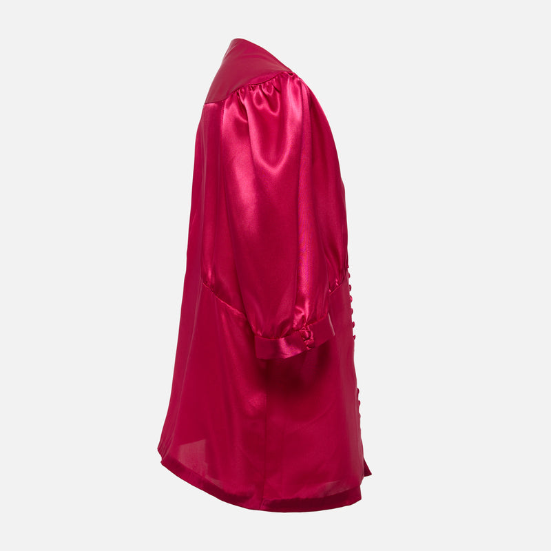 NURI - Bluse Button-Down, kurzarm (fuchsia)