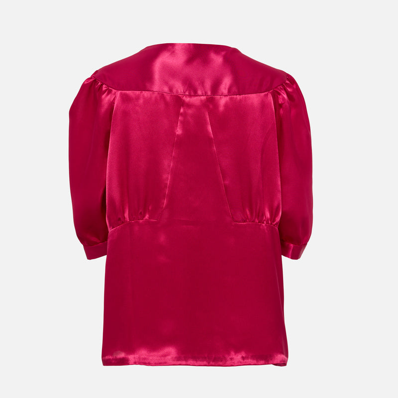 NURI - Bluse Button-Down, kurzarm (fuchsia)