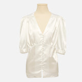 NURI - Bluse Button-Down, kurzarm (weiß)