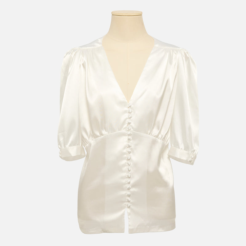 NURI - Bluse Button-Down, kurzarm (weiß)