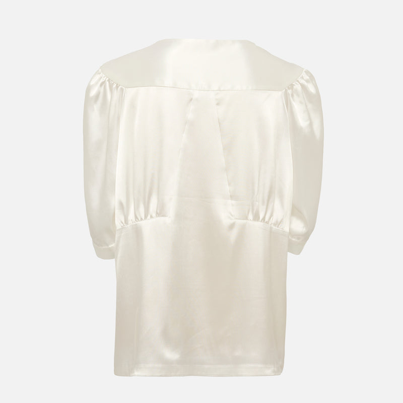 NURI - Bluse Button-Down, kurzarm (weiß)